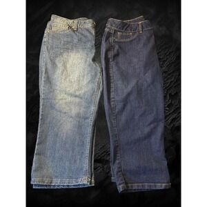 Women's Lot of 2 Denim Capri Jeans 14p/14w Baccini D Jeans Classic Clean Girl
